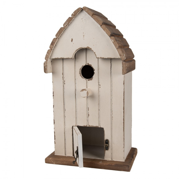 Vogelhaus beige braun aus Holz - Landhausstil